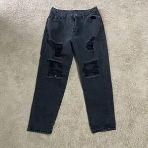 SHEIN womens Black Distressed Jeans size large
